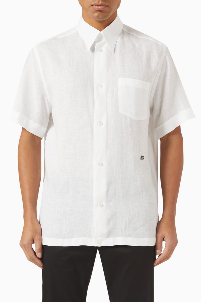 

Logo Shirt in Linen, White