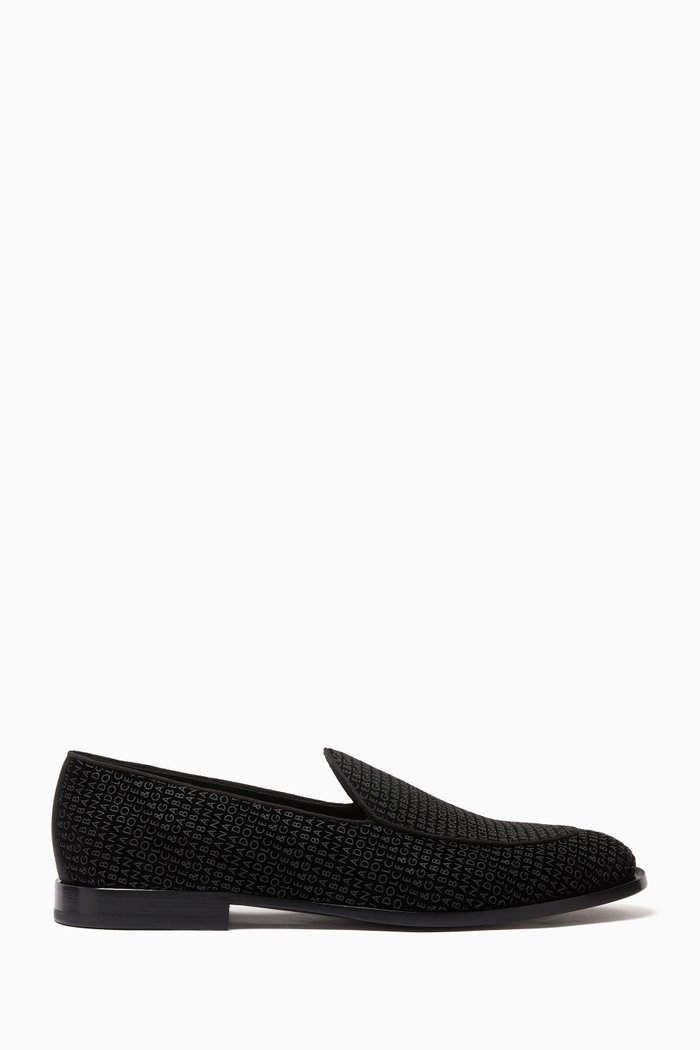 

Monogram Logo Loafers in Velvet, Black