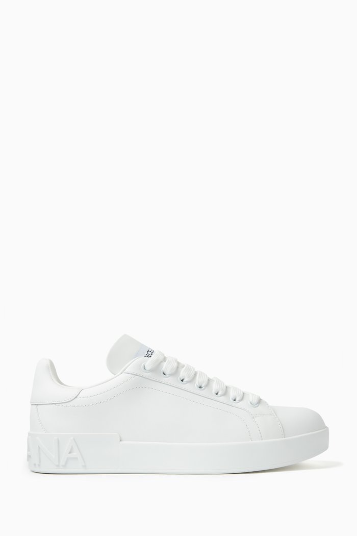 

Portofino Low Top Sneakers in Leather, White
