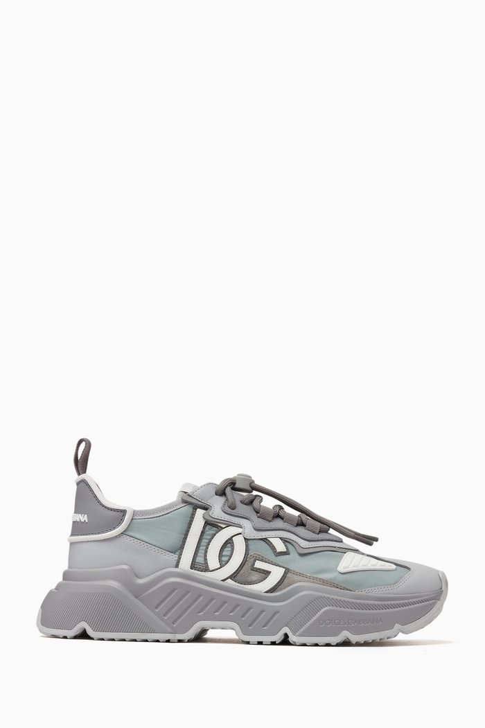 Daymaster Sneakers in Leather and Nylon, Grey