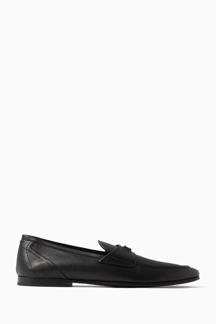 

Ariosto Logo Loafers in Leather, Black