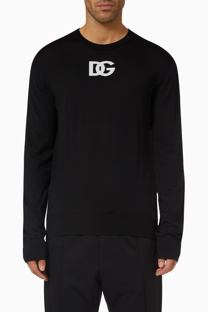 

Logo Sweater in Wool Knit, Black