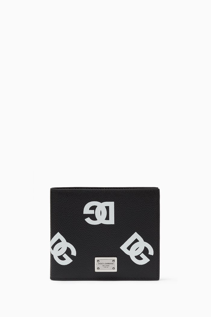 

DG Logo Print Billfold Wallet in Dauphine Leather, Black