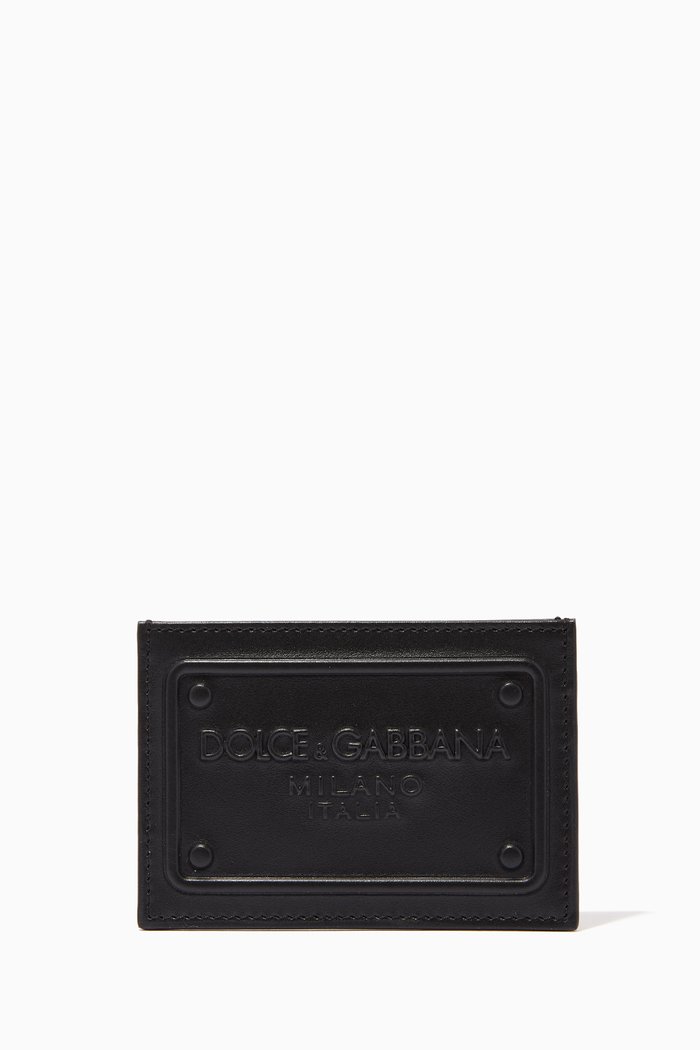 

Logo Plaque Cardholder in Leather, Black