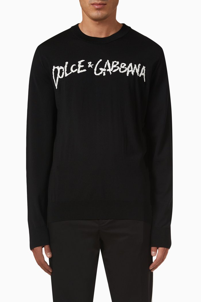 

Logo Sweater in Virgin Wool, Black