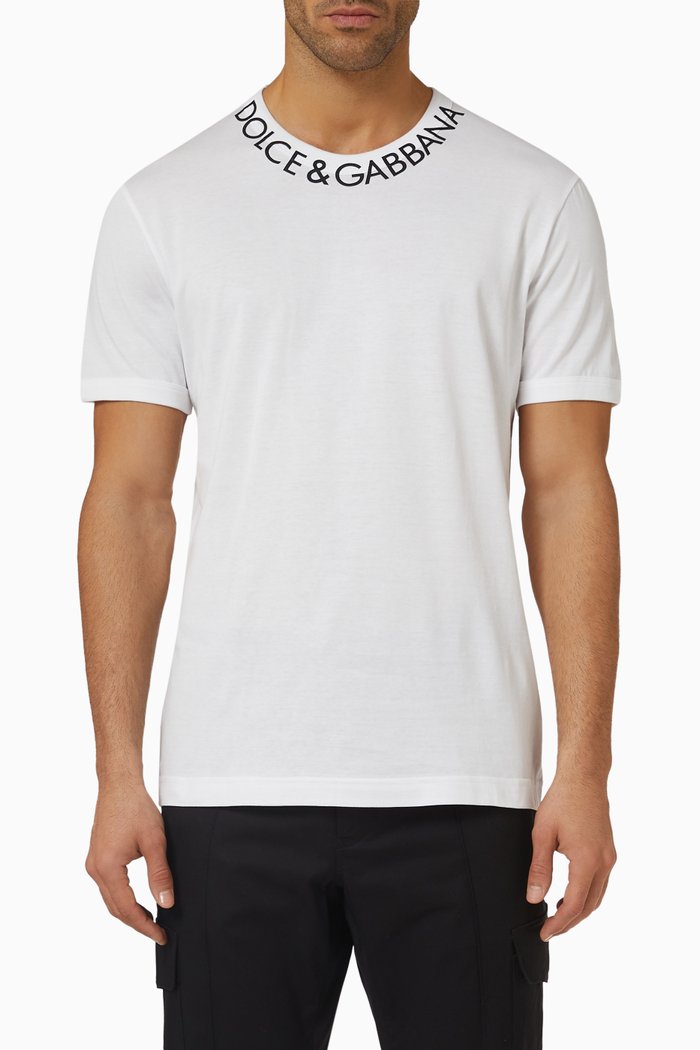 

Logo Collar T-shirt in Jersey, White