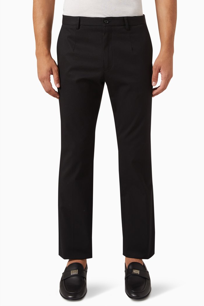 

Logo Tag Pants in Cotton Stretch, Black