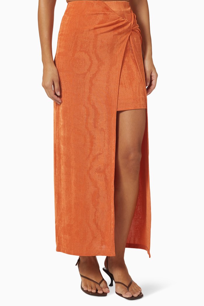 

Ivy Twist-front Skirt in Luxe Jersey, Orange