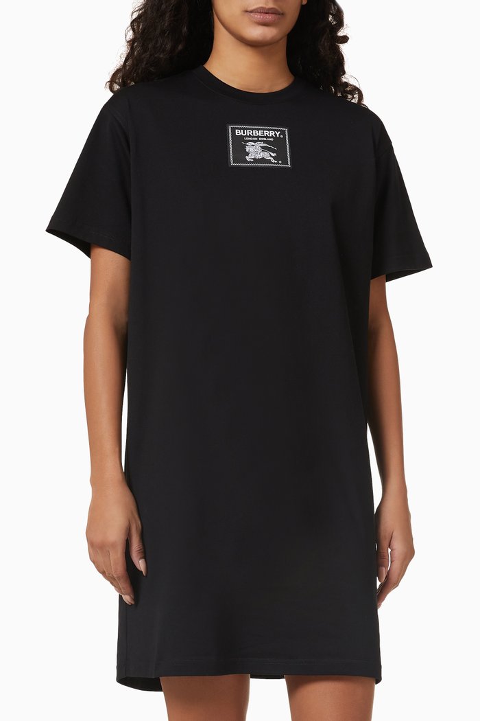 

Connie Logo T-shirt Mini Dress in Cotton, Black