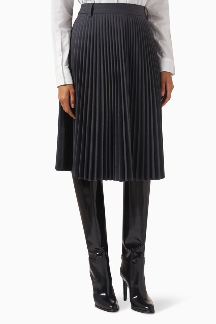

Yuliya Pleated Midi Skorts in Wool-blend, Grey