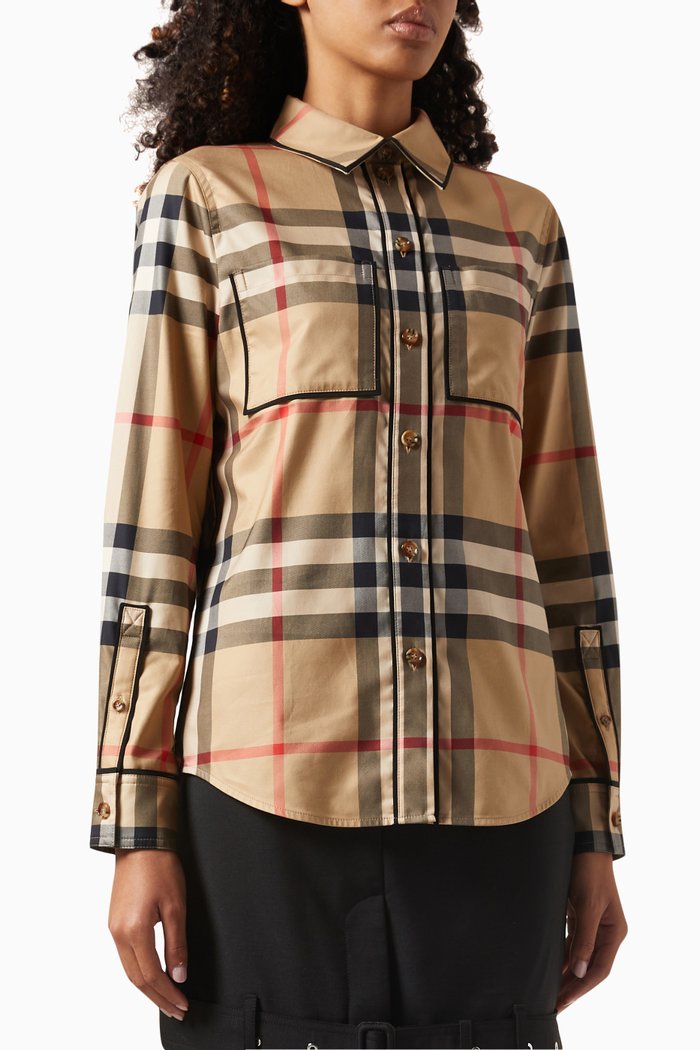 

Nivi Exaggerated Check Shirt in Organic Cotton, Neutral