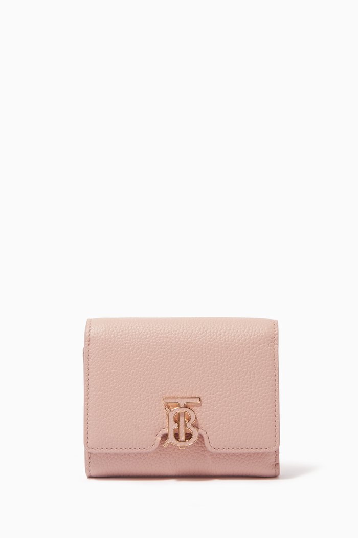 

TB Folding Wallet in Grainy Leather, Pink