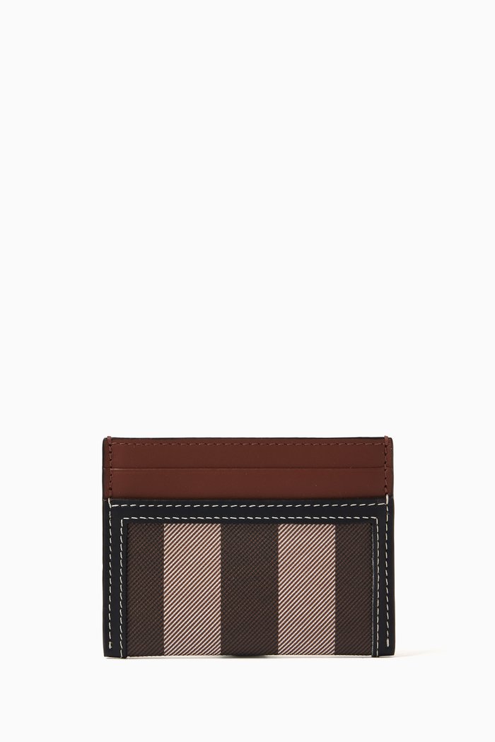 Sandon Checked Cardholder in Canvas & Leather, Brown