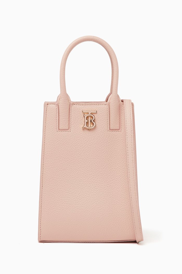 

Micro Frances Tote Bag in Grained-leather, Pink