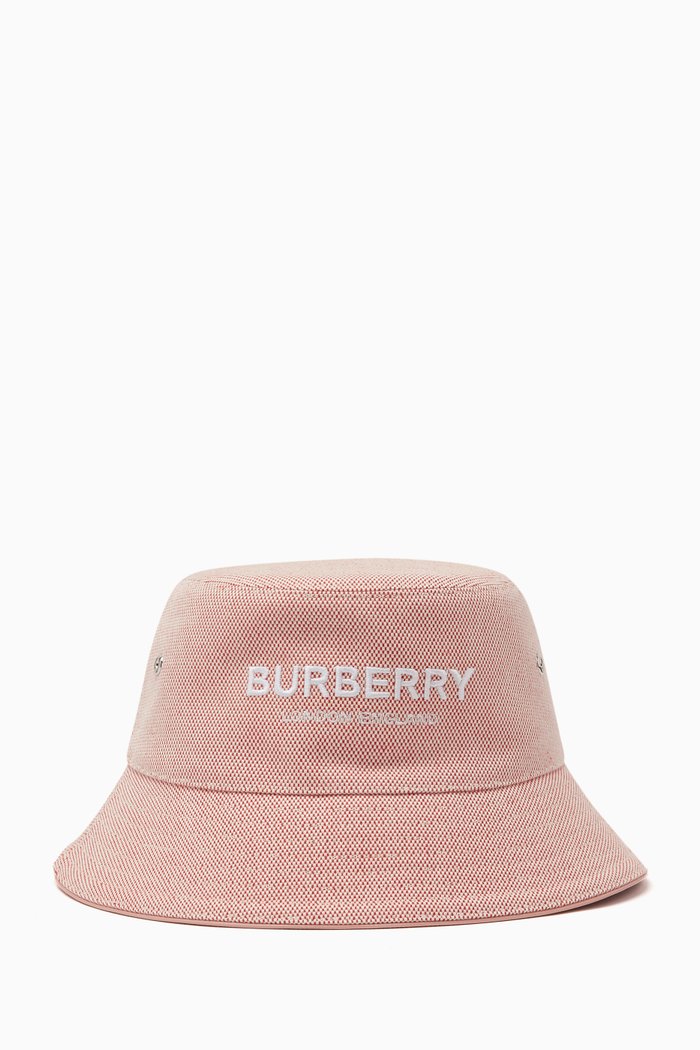 

Logo Embroidered Bucket Hat in Cotton Canvas, Red