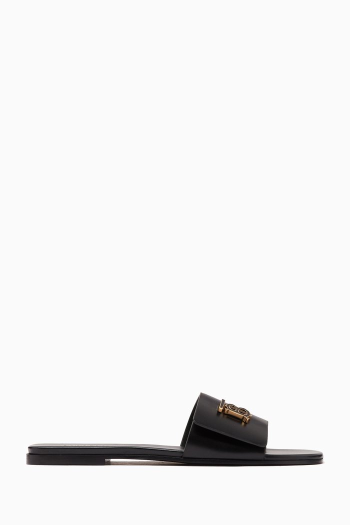 

Sloane Monogram Slides in Leather, Black