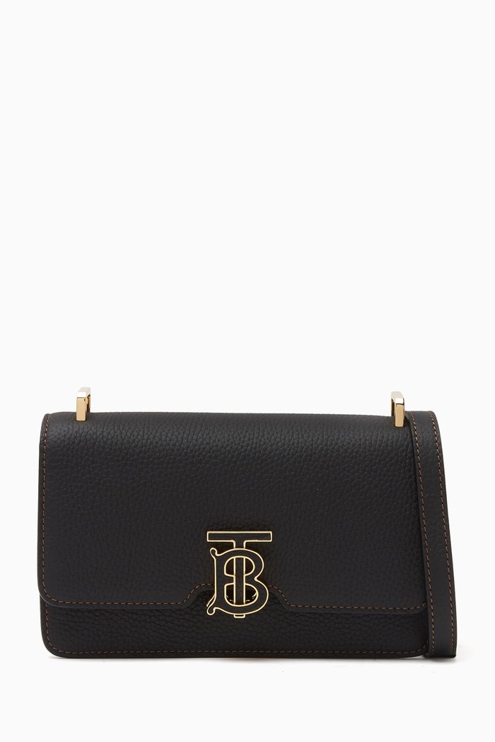 Mini TB Shoulder Bag in Grained-leather, Black