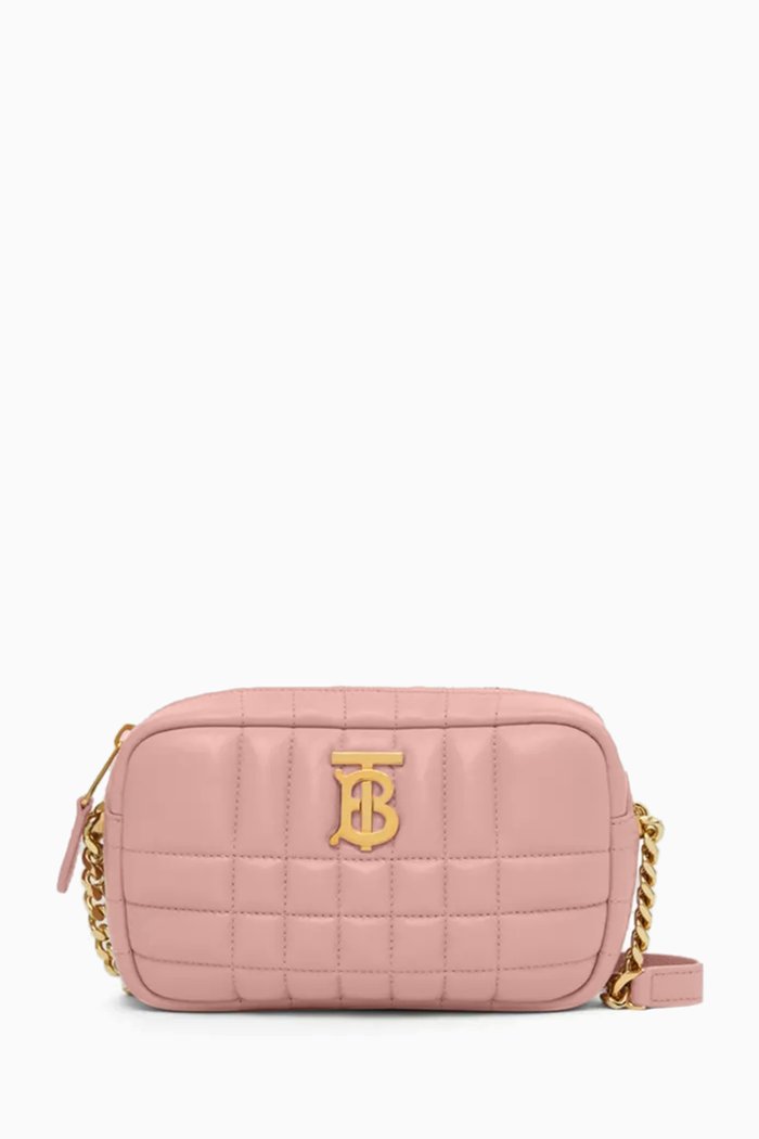 

Mini Lola Camera Crossbody Bag in Quilted Leather, Pink