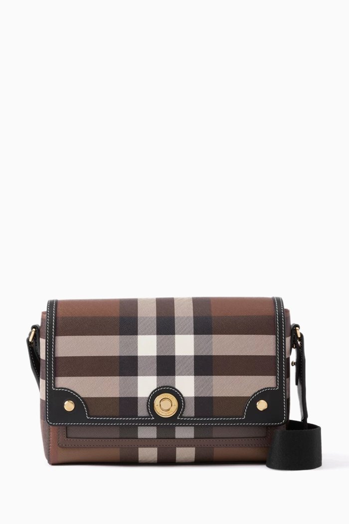 

Medium Note Shoulder Bag in E-canvas, Brown