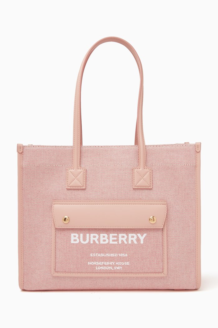 

Small Freya Tote Bag in Canvas & Leather, Pink
