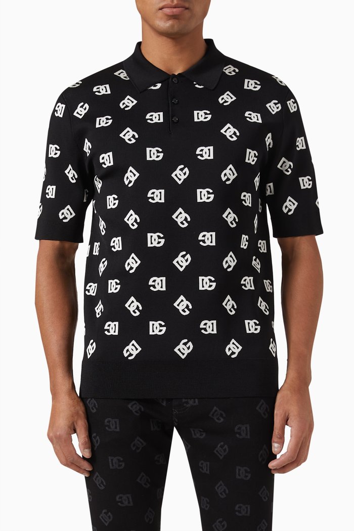 

Polo Shirt in Technical Jacquard, Black