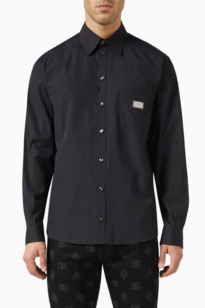 

Essentials Logo-plaque Shirt in Cotton, Black