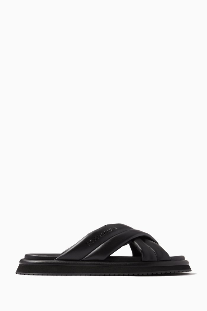 

St.Barth Slides in Nappa Leather, Black