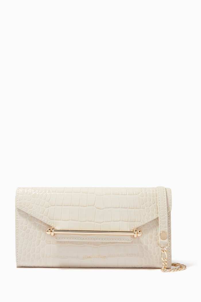 

Multrees Chain Wallet in Croc-embossed Leather, Neutral