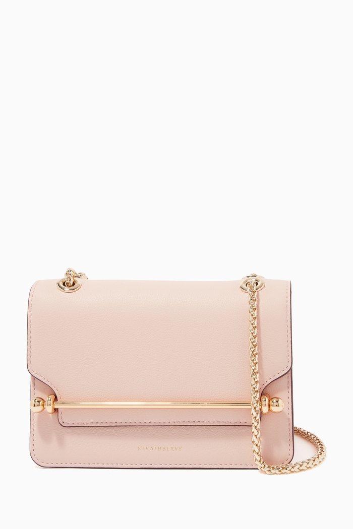 

Mini East/West Shoulder Bag in Leather, Pink