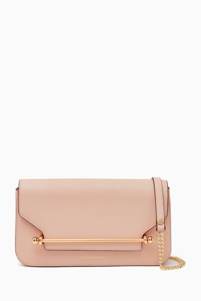 

East/West Baguette Clutch in Calf Leather, Pink