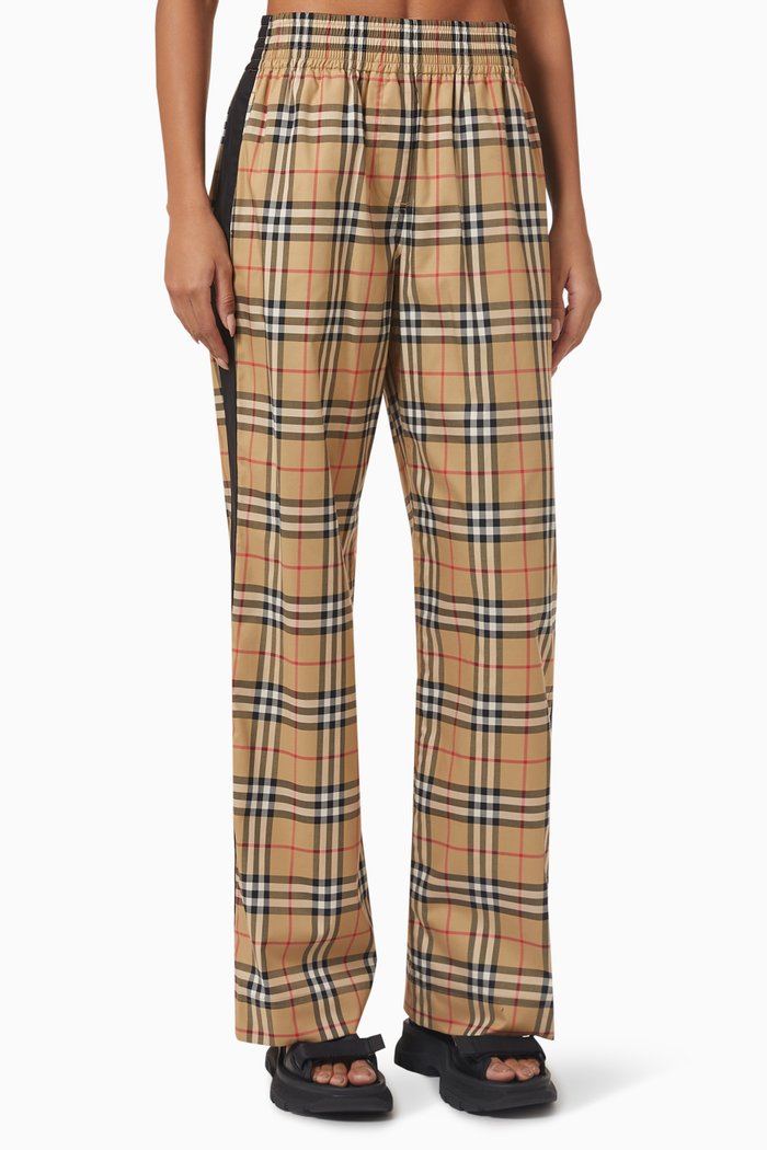 

Louane Vintage Check Pants in Stretch-cotton, Neutral