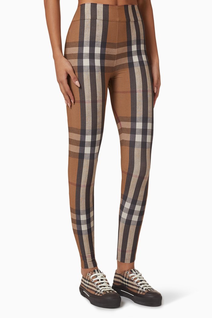 

Vintage Check Tights in Stretch-jersey, Brown