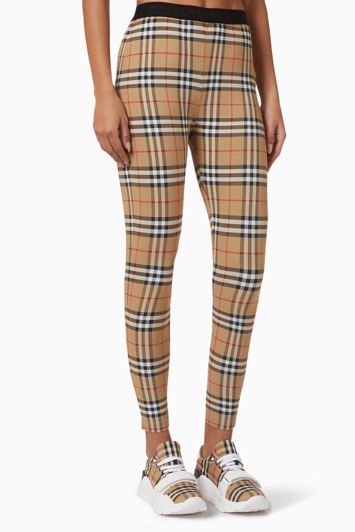 

Belvoir Logo Vintage Check Leggings in Stretch-jersey, Neutral