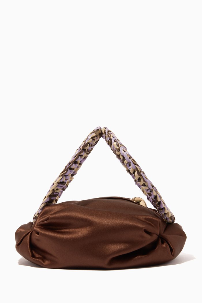 

Tiny Nino Tote Bag in Satin, Brown
