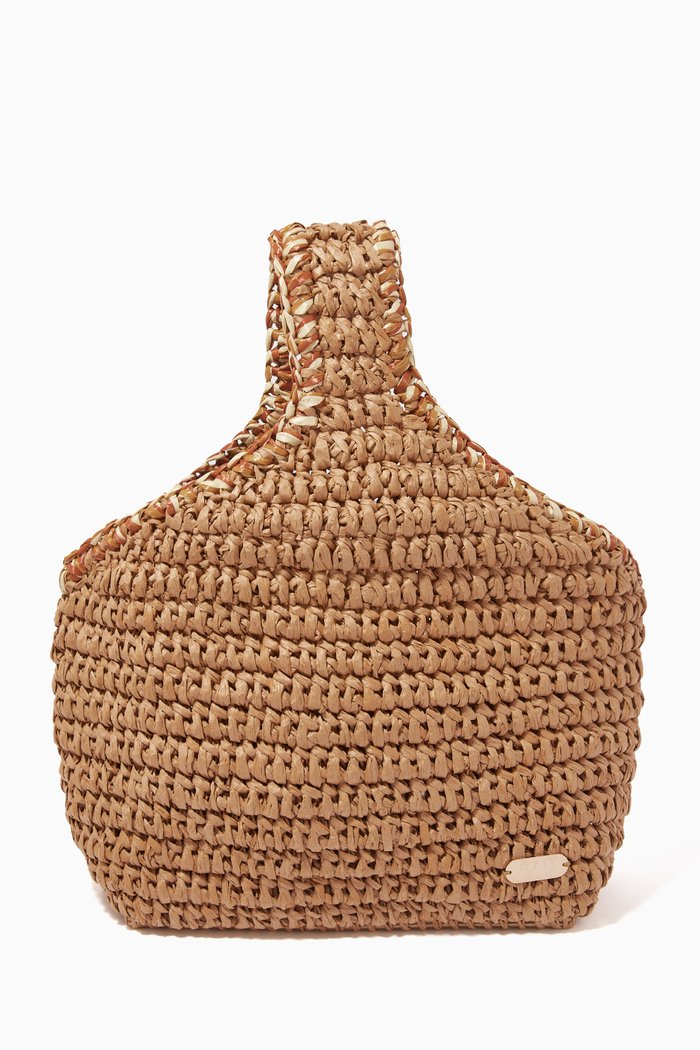 

Lisbon Woven Beach Bag in Raffia, Brown