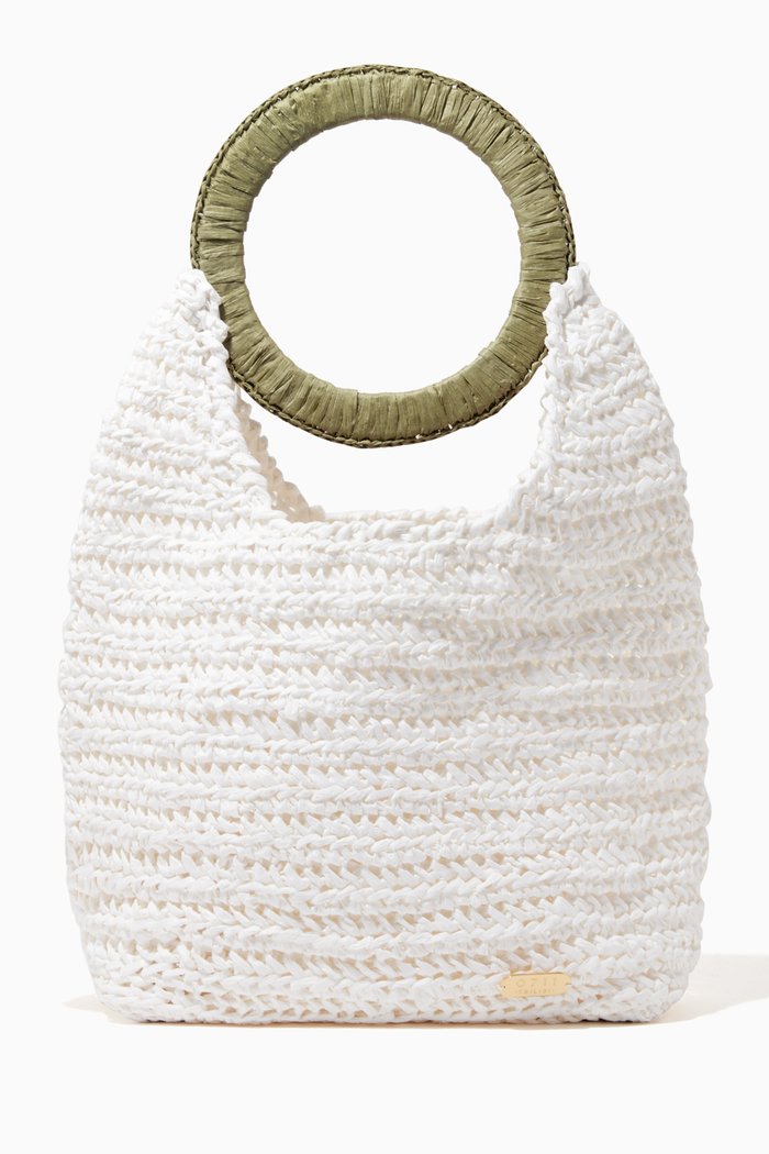 

Como Beach Bag in Woven Raffia, White