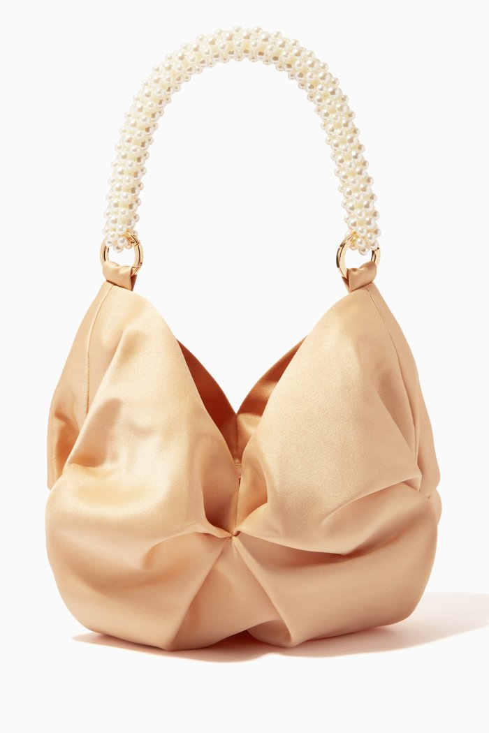 

Small Rosh Pearl Tote Bag in Satin, Neutral