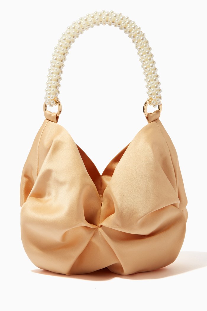 

Small Rosh Pearl Tote Bag in Satin, Gold
