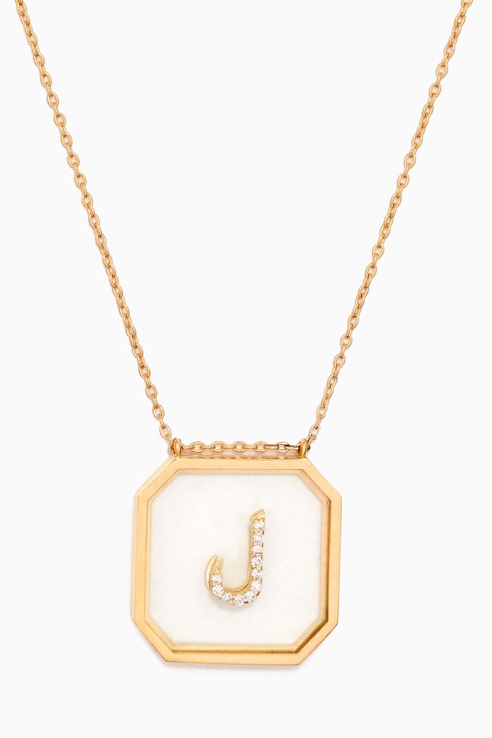 

"L" Letter Diamond Necklace in 18kt Yellow Gold