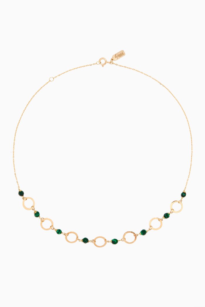 

Connected Circles Malachite Choker in 18kt Yellow Gold