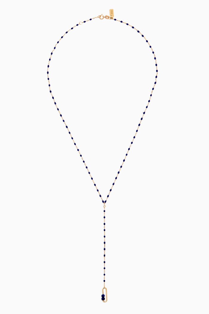 

Y Paper Clip Bead Necklace in 18kt Yellow Gold