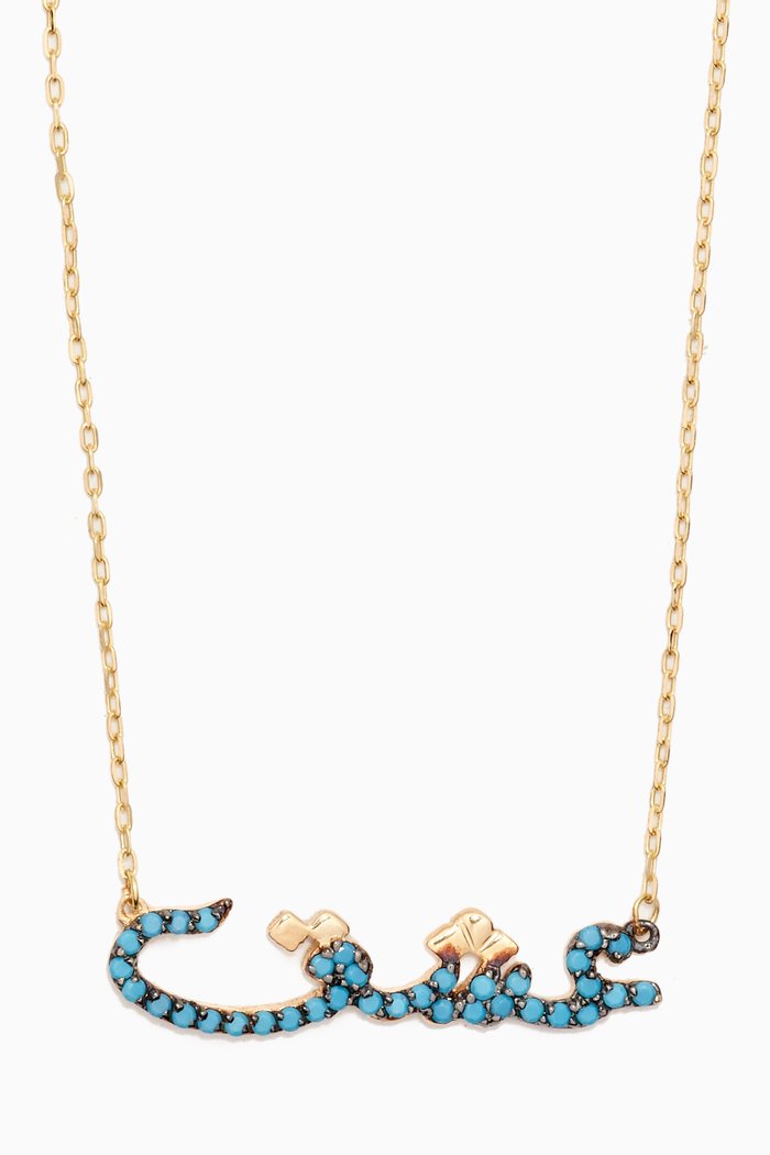 

"Love" Turquoise Necklace in 18kt Yellow Gold
