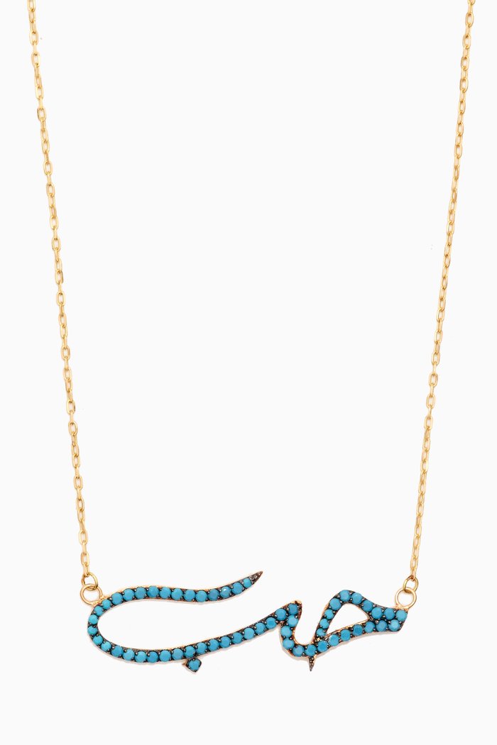 

"Love" Turquoise Necklace in 18kt Yellow Gold