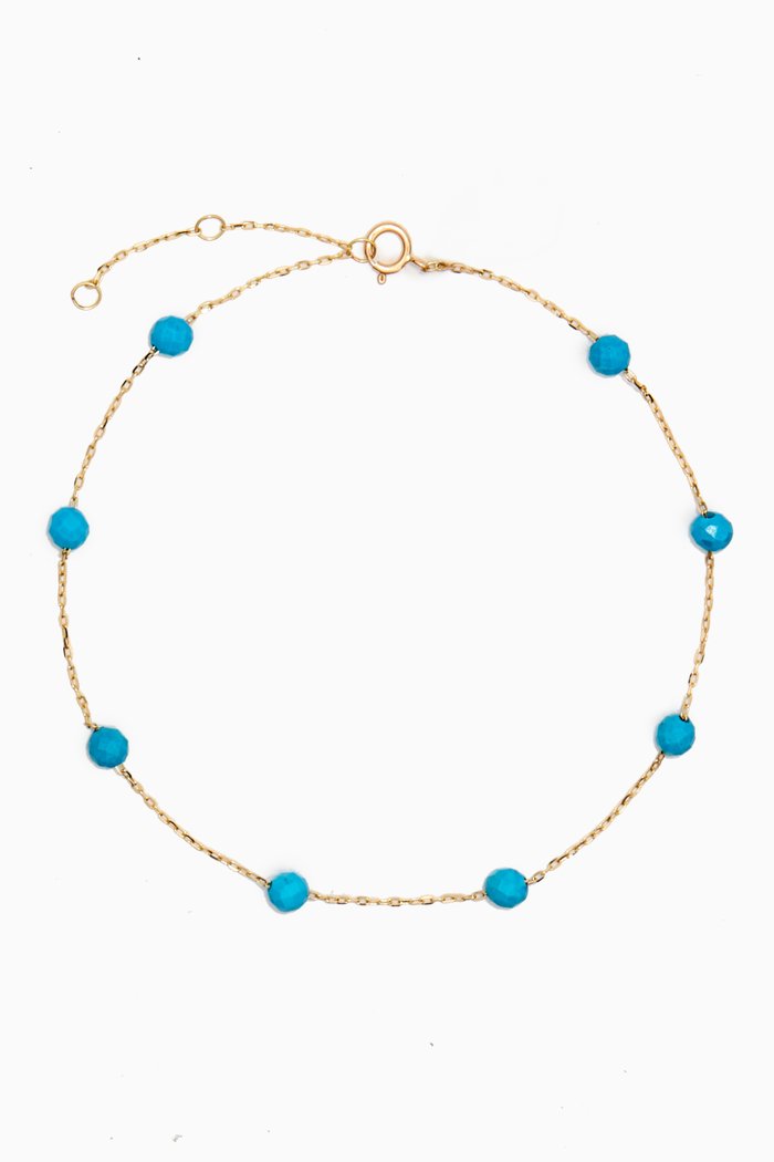 

Turquoise Dot Anklet in 18kt Yellow Gold