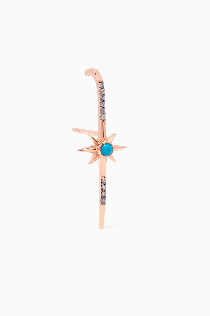 

Starburst Turquoise Diamond Single Earring in 18kt Rose Gold