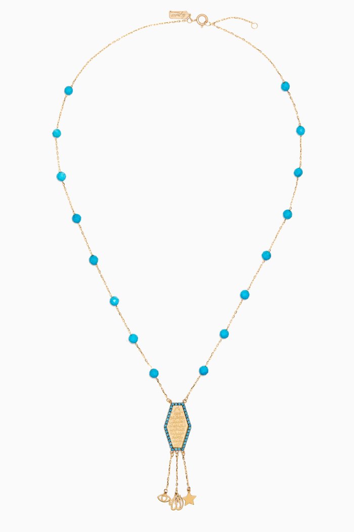 

Ayat Al Kursi Turquoise Necklace in 18kt Yellow Gold