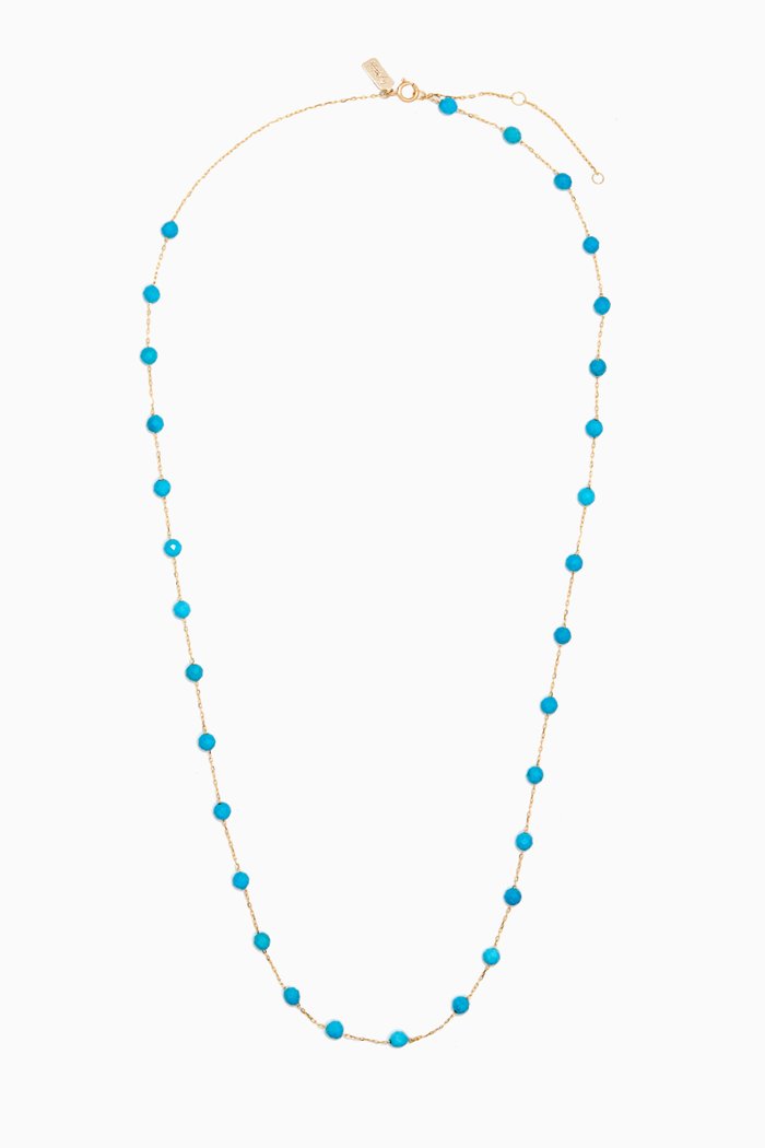 

Long Turquoise Bead Necklace in 18kt Yellow Gold
