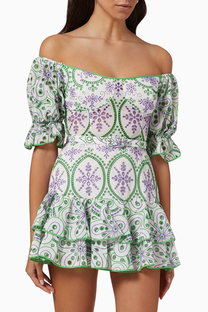 Jean Mini Dress in Cotton, Green