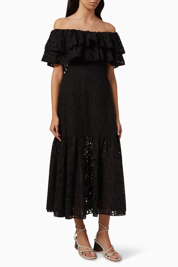 

Isabella Maxi Dress in Cotton, Black