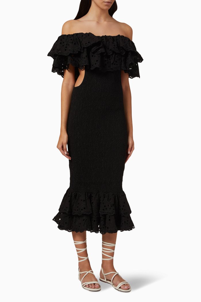 

Luisa Midi Dress in Cotton, Black